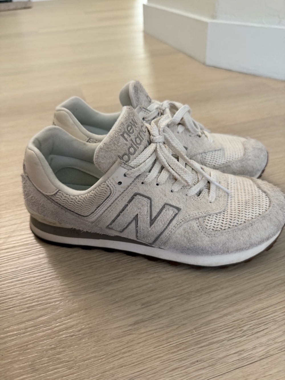 New Balance Light Grey Suede & Mesh Sneakers